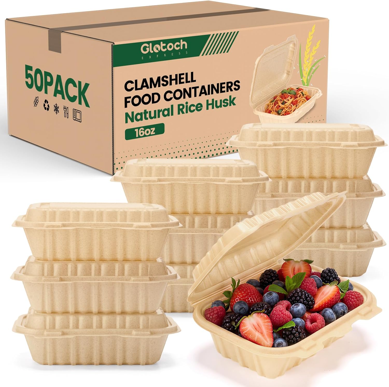 50 Pack 16oz Clamshell Take Ou - Meal Prep With Rice 评论和价格