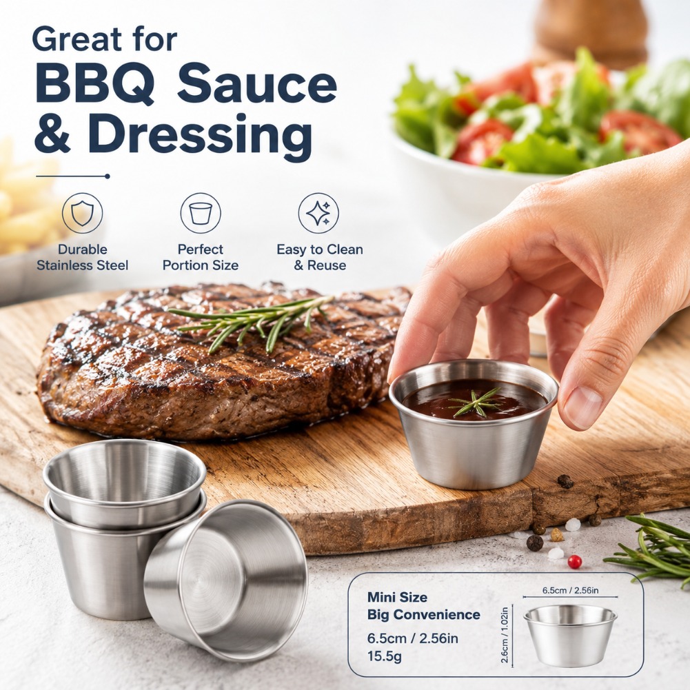 Mini Stainless Steel Sauce Cup - Sauce Dipping Cup 评论和价格