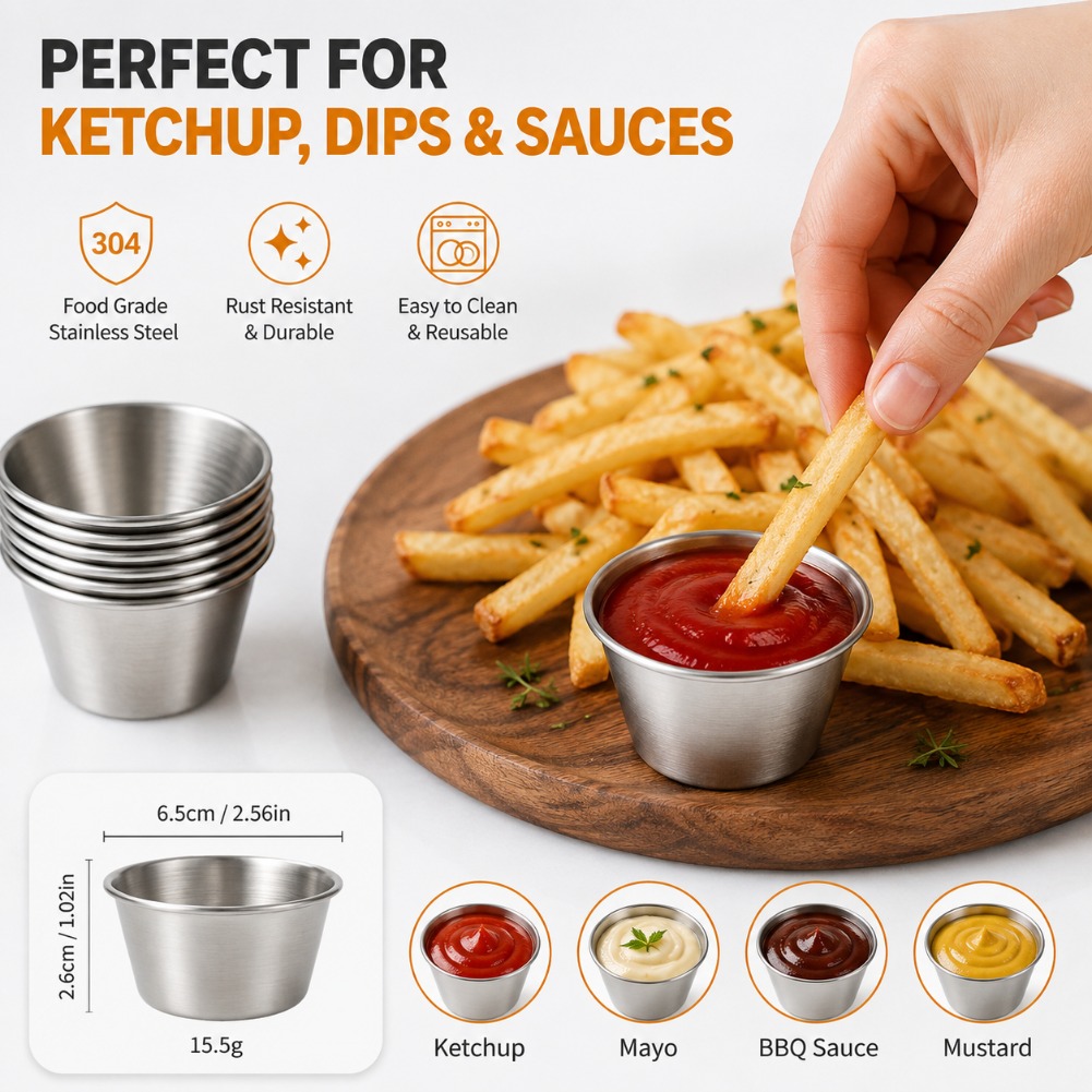 Mini Stainless Steel Sauce Cup - Sauce Dipping Cup 评论和价格
