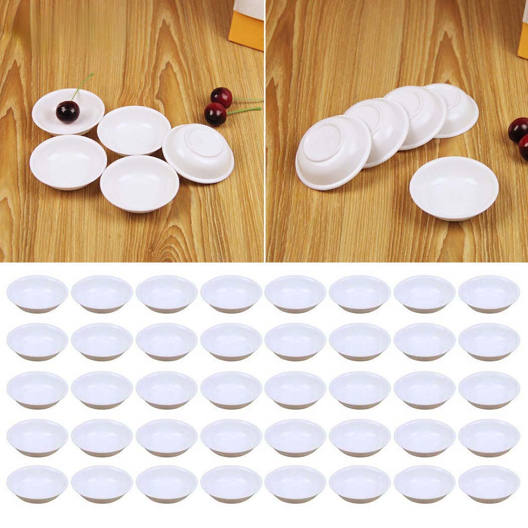 5pcs White Plastic Sauce Dishe - Sauce Dipping Cup 评论和价格